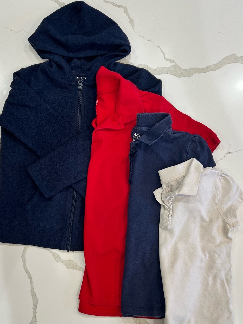 Girls School Uniform Bundle 10/12 | 3 Polo Shirts + Fleece Zip Hoodie